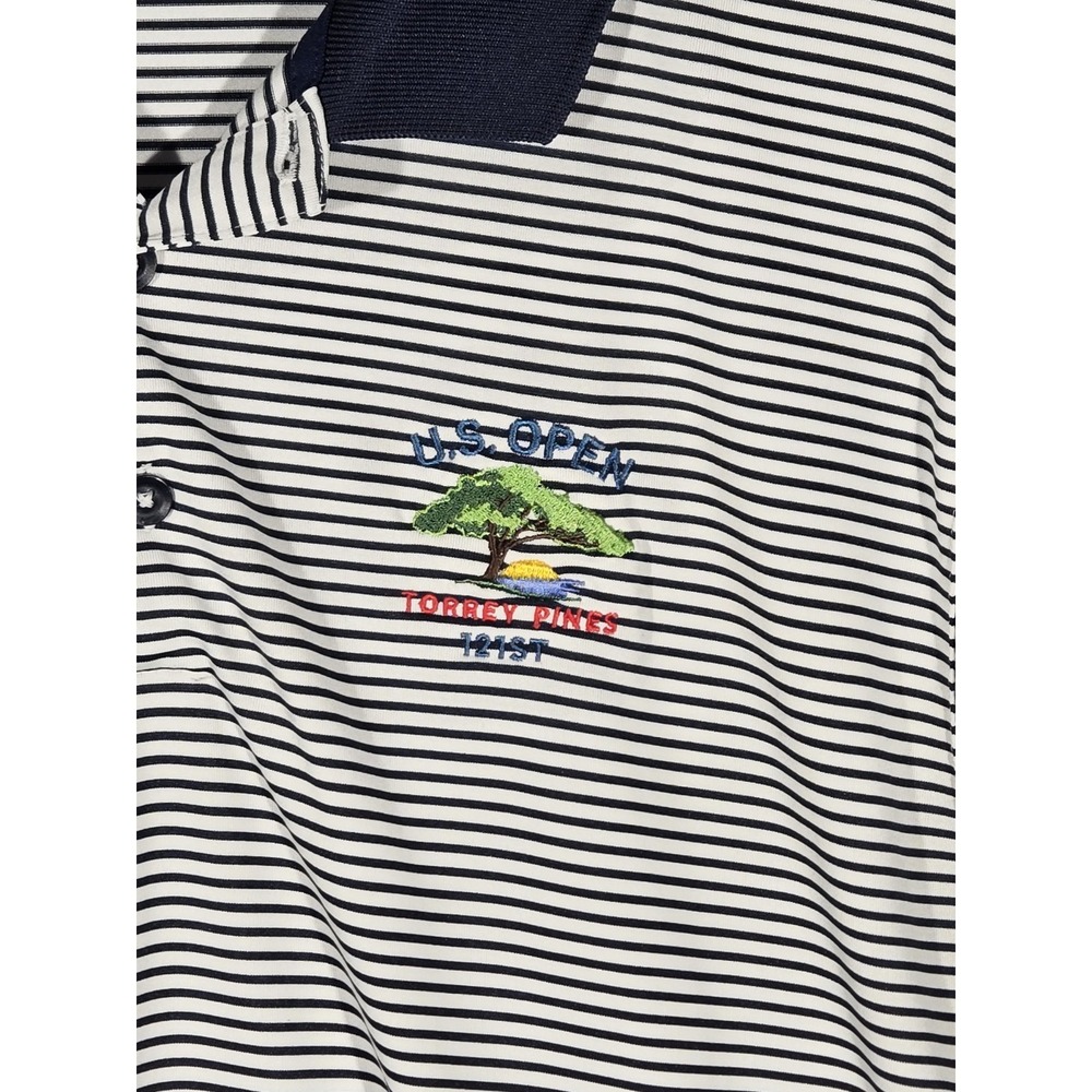 Nike Golf Torrey Pines 121 U.S. Open Polo Shirt Mens Large Striped Navy White